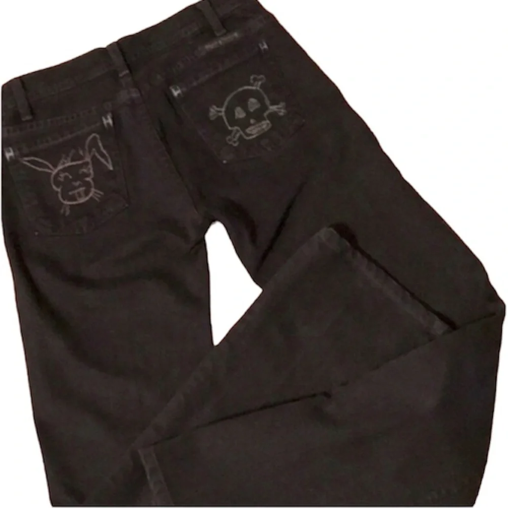 Citizens of Humanity Low Rise Skull and Bunny Jeans Black Size 25 Straight Leg